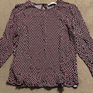 Mango Red and Black Patterned Long-Sleeved Blouse